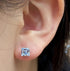 2 Pairs of 316L Surgical-Steel Black & Silver Square CZ Men Women Stud Earrings